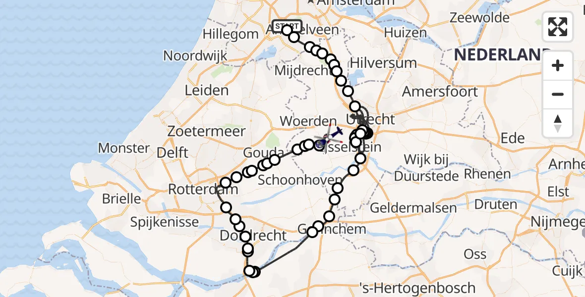 Vluchtroute Politiehelikopter Amsterdam Vliegveld Schiphol - Montfoort, 03 september 2026, 13:31