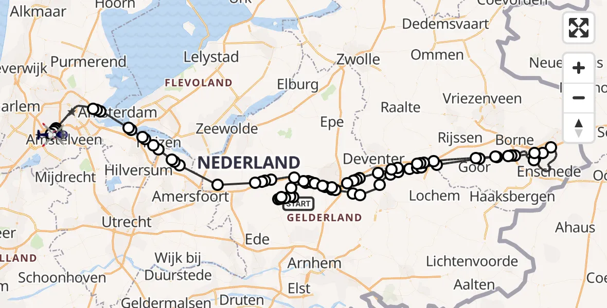 Vluchtroute Politiehelikopter Harskamp - Amsterdam Vliegveld Schiphol, 03 september 2026, 14:16