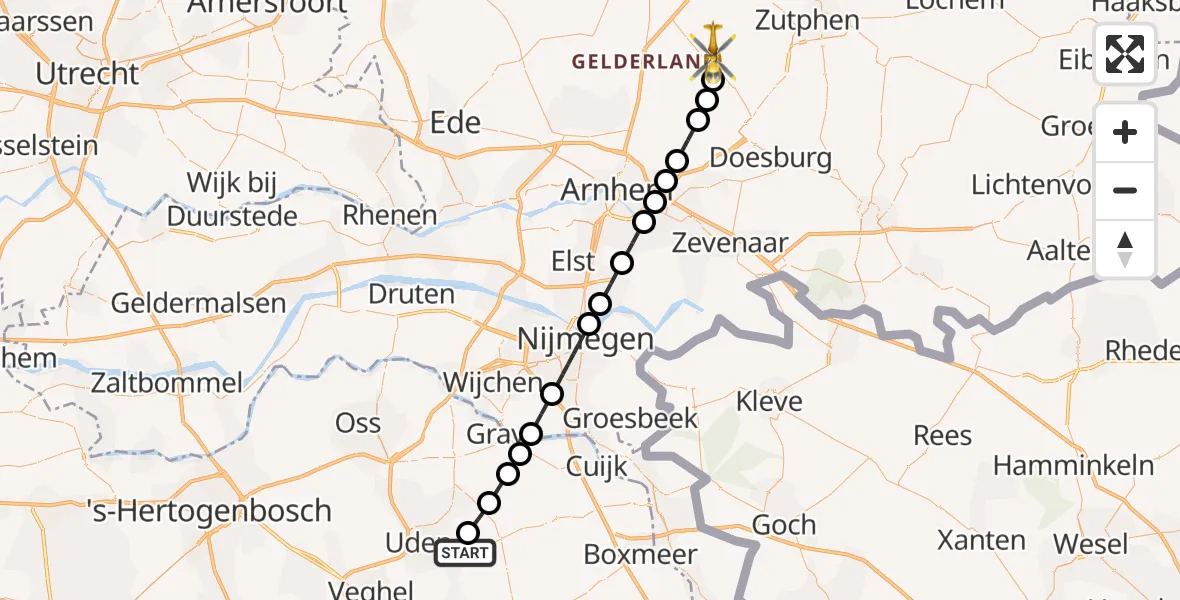 Vluchtroute Traumahelikopter Vliegbasis Volkel - Eerbeek, 04 september 2026, 05:21