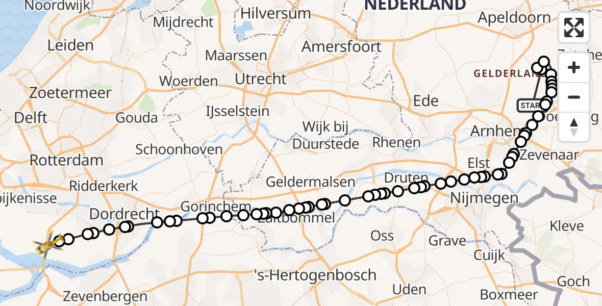 Vluchtroute Traumahelikopter Rheden - Numansdorp, 04 september 2026, 05:48