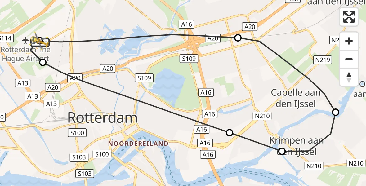 Vluchtroute Traumahelikopter Rotterdam The Hague Airport - Rotterdam The Hague Airport, 04 september 2026, 11:40