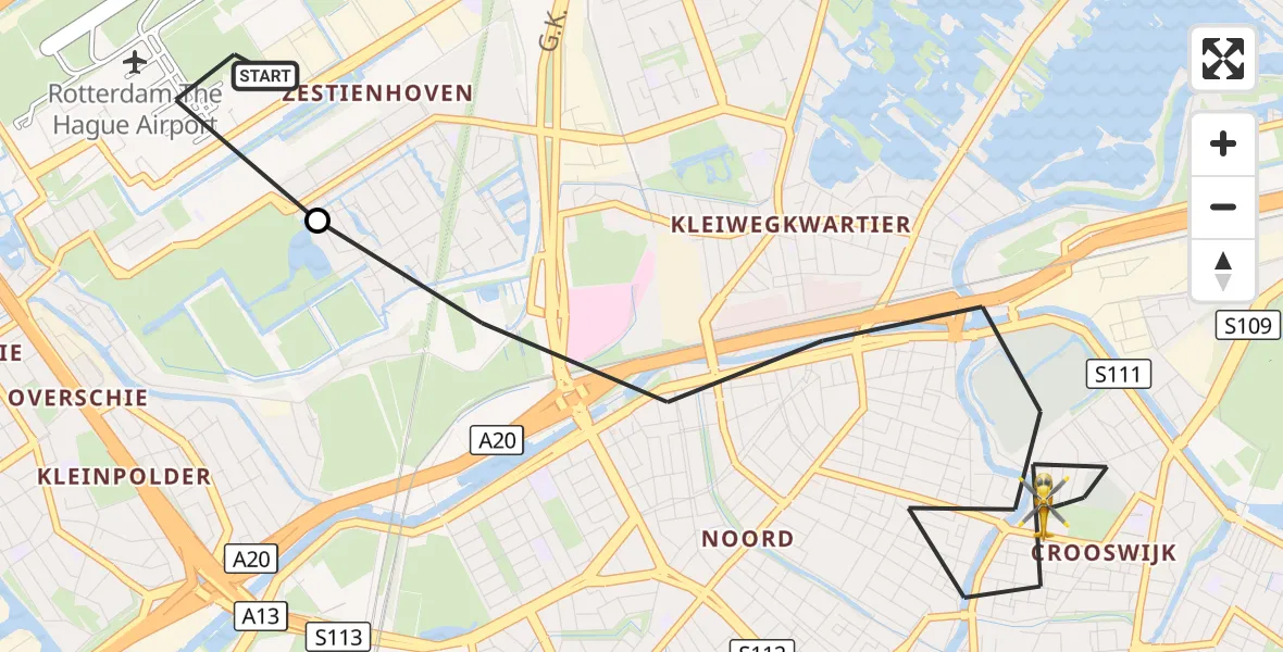 Vluchtroute Traumahelikopter Rotterdam The Hague Airport - Rotterdam, 04 september 2026, 14:01