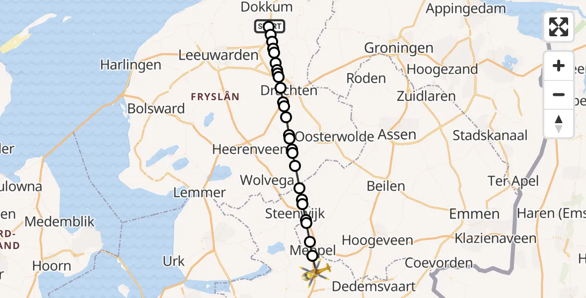 Vluchtroute Traumahelikopter Damwâld - Staphorst, 04 september 2026, 15:28
