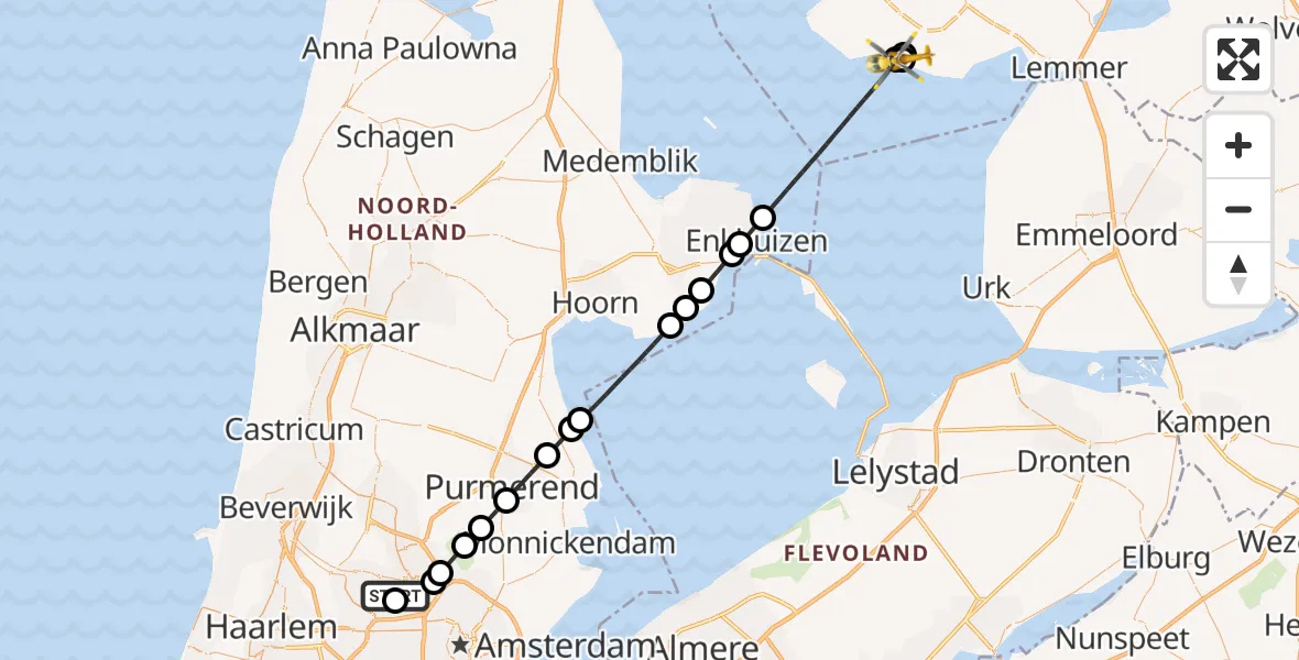 Vluchtroute Traumahelikopter Amsterdam Heliport - Mirns, 04 september 2026, 15:52