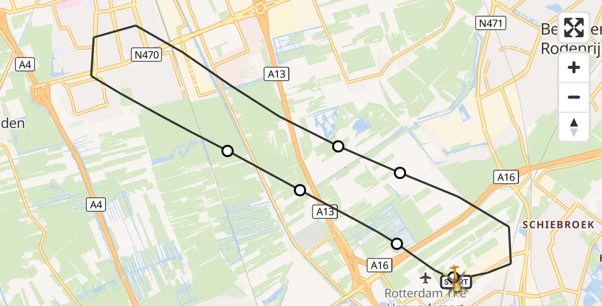 Vluchtroute Traumahelikopter Rotterdam The Hague Airport - Rotterdam The Hague Airport, 04 september 2026, 18:21