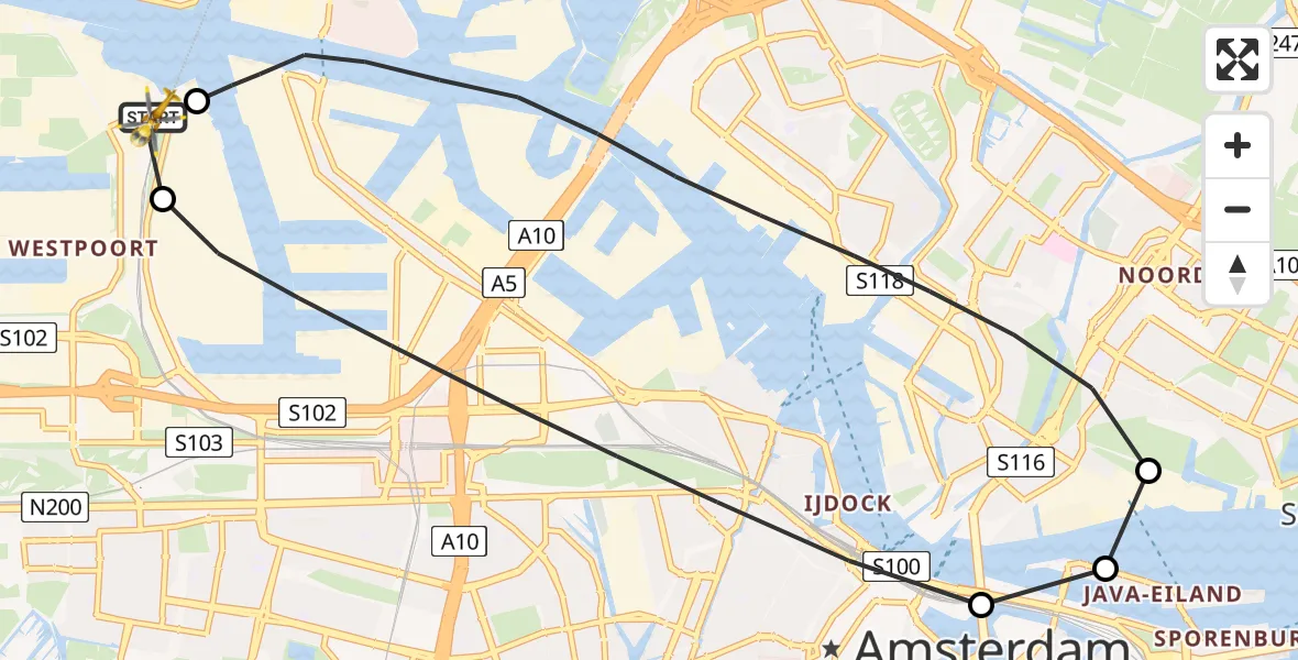 Vluchtroute Traumahelikopter Amsterdam Heliport - Amsterdam Heliport, 04 september 2026, 19:49