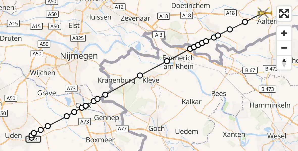 Vluchtroute Traumahelikopter Vliegbasis Volkel - Aalten, 05 september 2026, 08:14