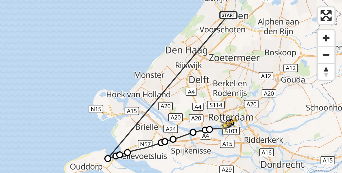 Vluchtroute Traumahelikopter Leiden - Erasmus MC, 05 september 2026, 08:40