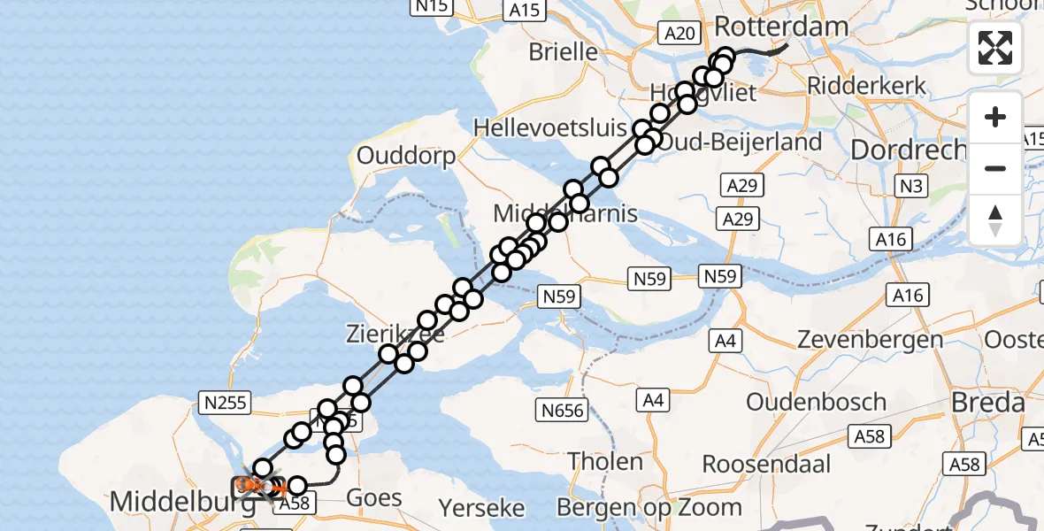 Vluchtroute Kustwachthelikopter Vliegveld Midden-Zeeland - Vliegveld Midden-Zeeland, 05 september 2026, 11:22