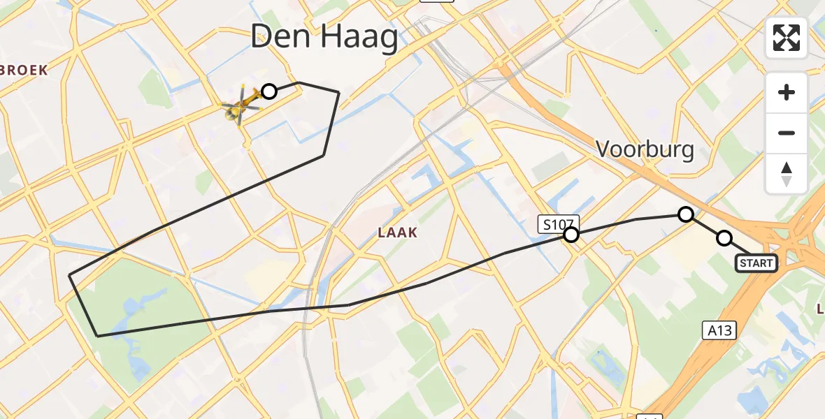 Vluchtroute Traumahelikopter Gavi-Kavel Heliport - HMC Westeinde Heliport, 05 september 2026, 15:31