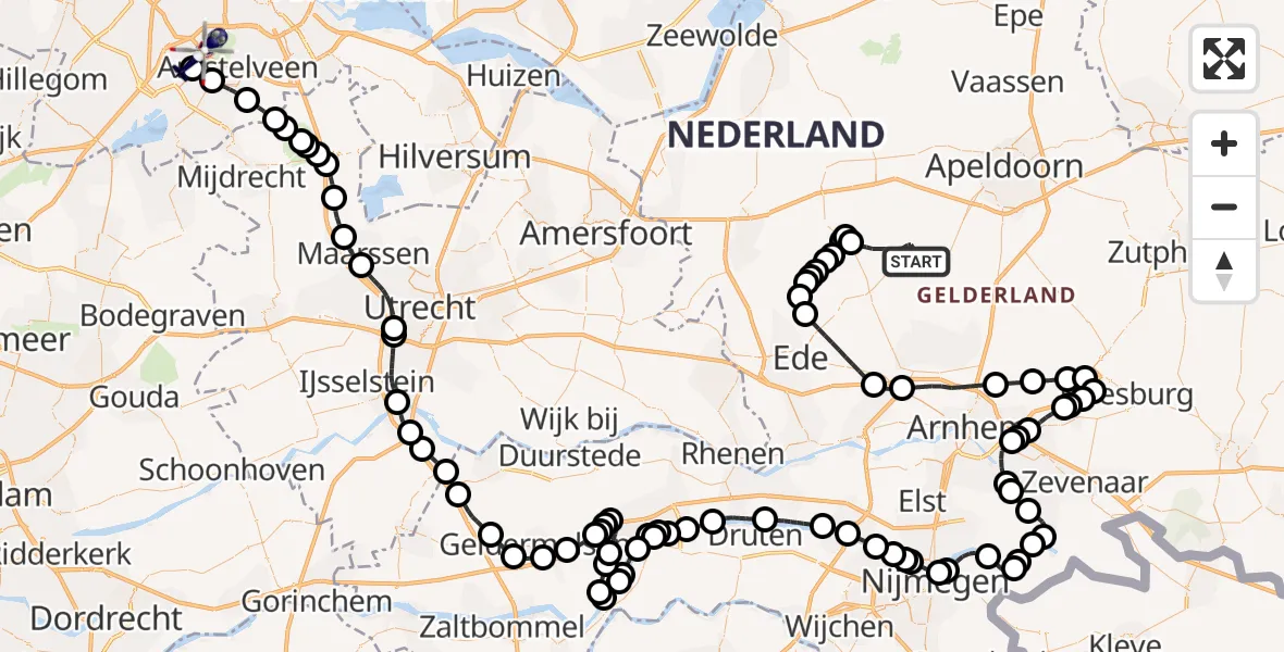 Vluchtroute Politiehelikopter Harskamp - Amsterdam Vliegveld Schiphol, 05 september 2026, 18:34