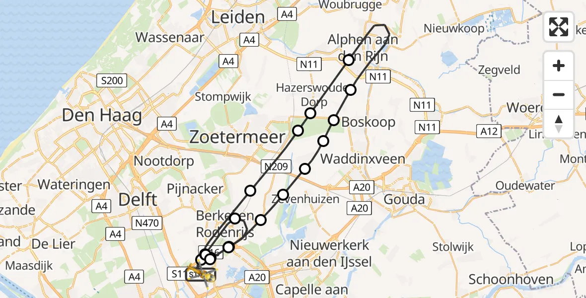 Vluchtroute Traumahelikopter Rotterdam The Hague Airport - Rotterdam The Hague Airport, 05 september 2026, 19:18