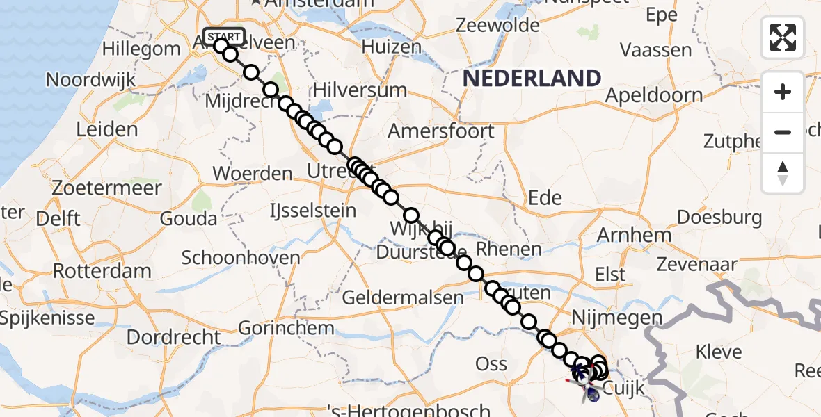 Vluchtroute Politiehelikopter Amsterdam Vliegveld Schiphol - Gassel, 05 september 2026, 21:27