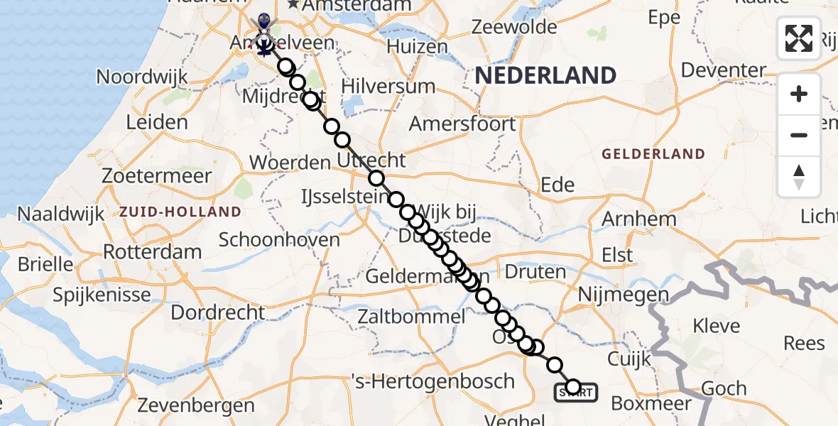 Vluchtroute Politiehelikopter Odiliapeel - Amsterdam Vliegveld Schiphol, 05 september 2026, 22:33