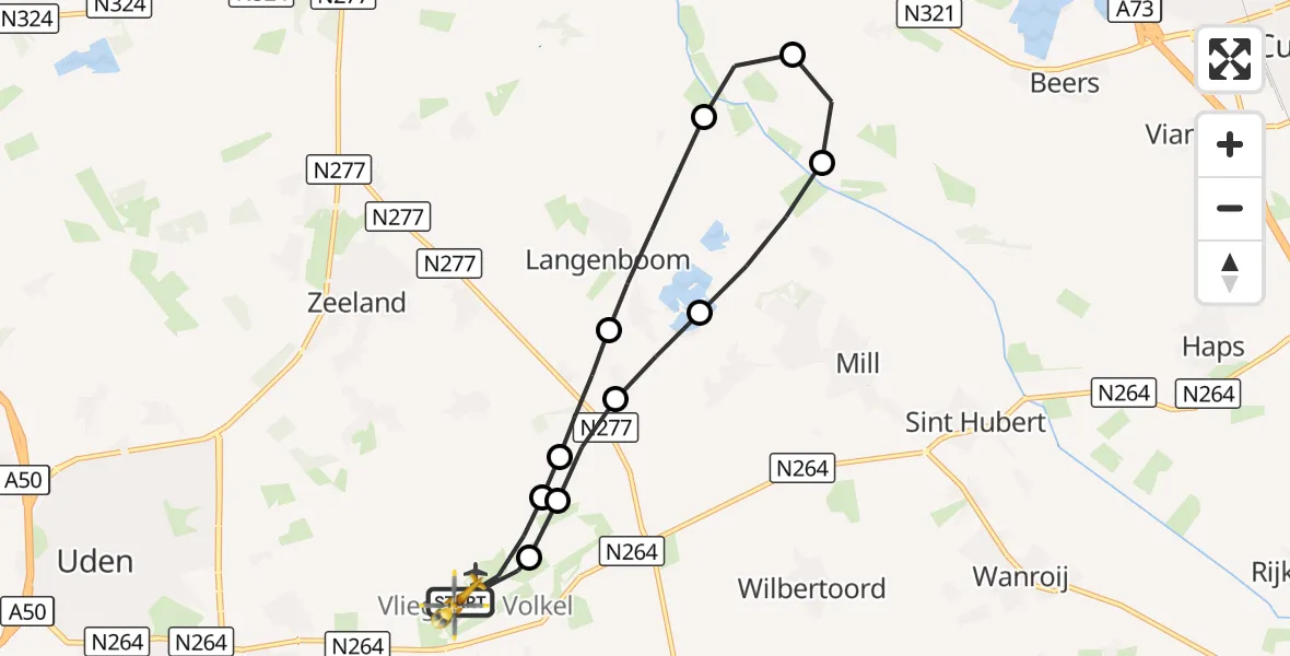 Vluchtroute Traumahelikopter Vliegbasis Volkel - Vliegbasis Volkel, 05 september 2026, 23:39