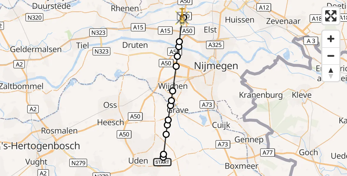Vluchtroute Traumahelikopter Vliegbasis Volkel - Heteren, 06 september 2026, 05:47