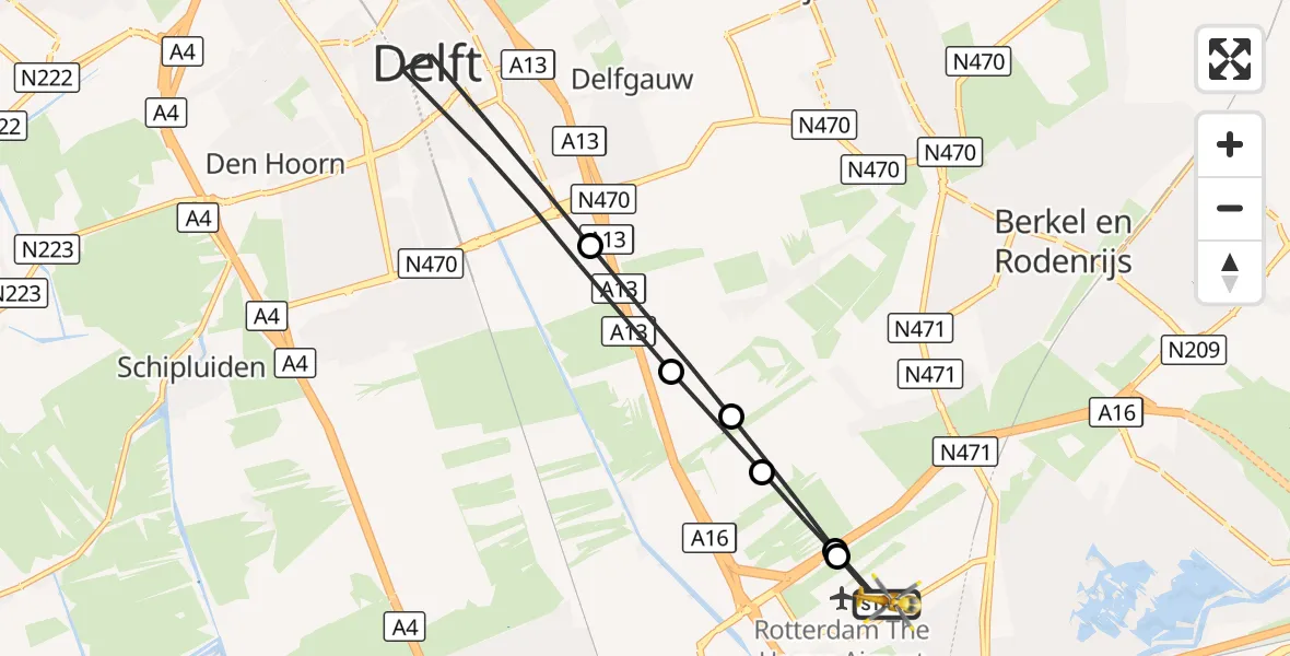 Vluchtroute Traumahelikopter Rotterdam The Hague Airport - Rotterdam The Hague Airport, 06 september 2026, 06:53