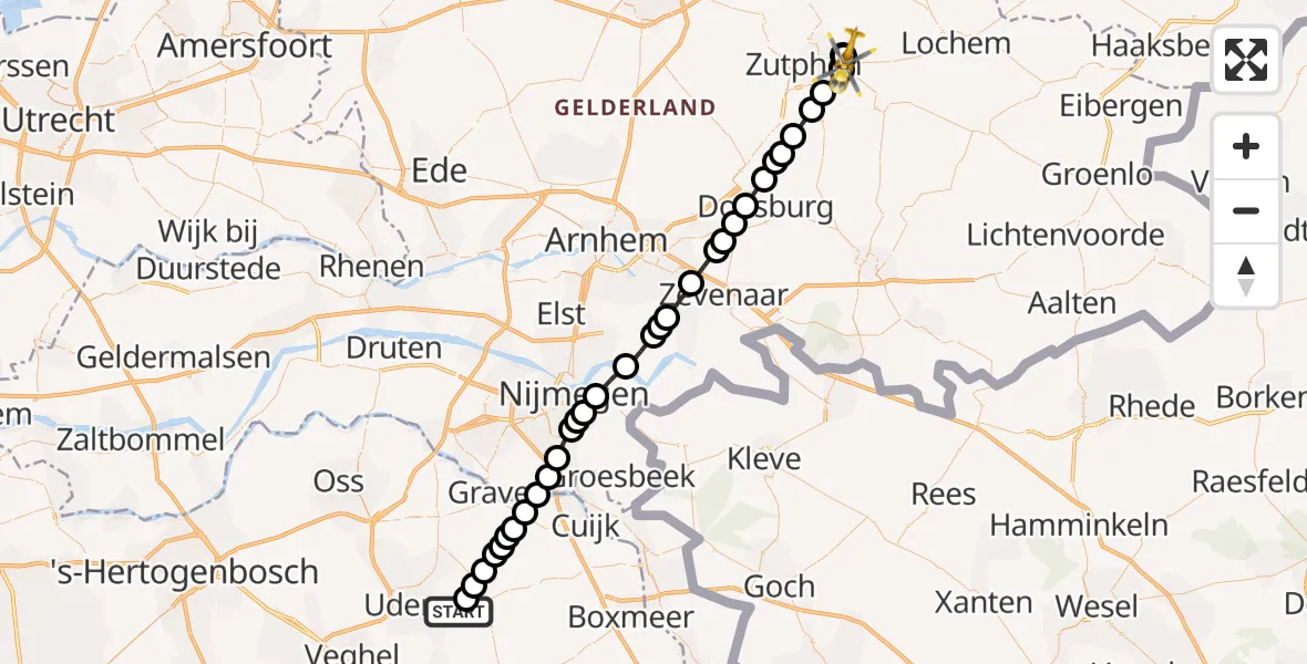 Vluchtroute Traumahelikopter Vliegbasis Volkel - Warnsveld, 06 september 2026, 08:54