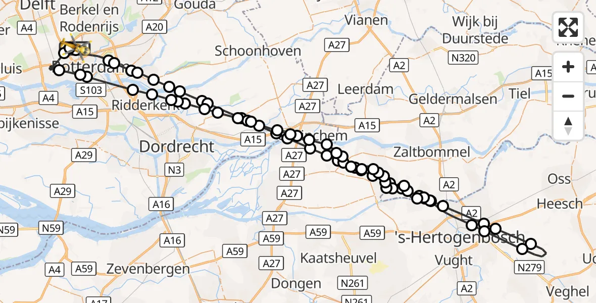Vluchtroute Traumahelikopter Rotterdam The Hague Airport - Rotterdam The Hague Airport, 06 september 2026, 10:23