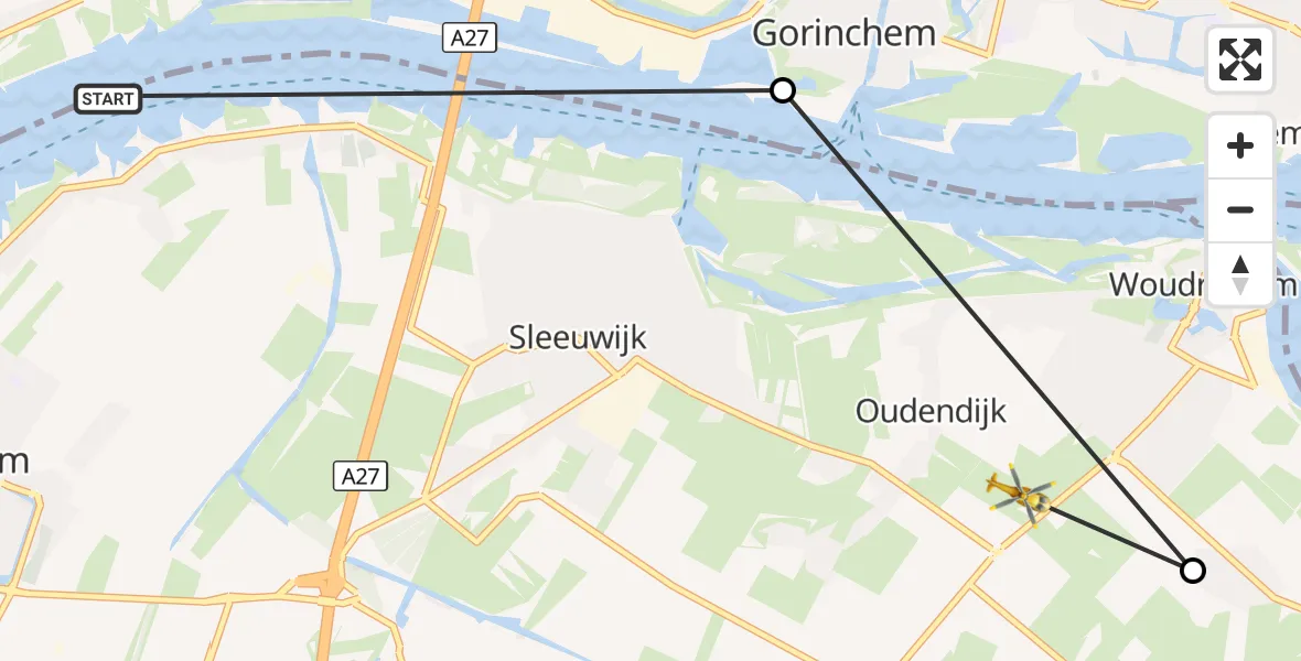 Vluchtroute Traumahelikopter Sleeuwijk - Woudrichem, 06 september 2026, 11:31