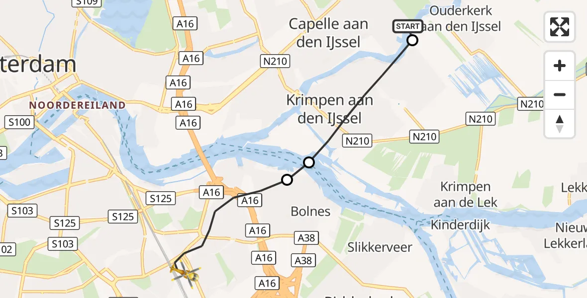 Vluchtroute Traumahelikopter Capelle aan den IJssel - Rotterdam, 06 september 2026, 12:22