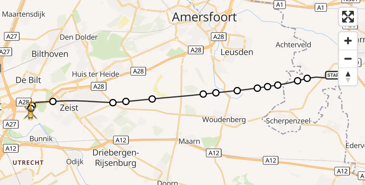 Vluchtroute Traumahelikopter Barneveld - Universitair Medisch Centrum Utrecht, 06 september 2026, 13:26