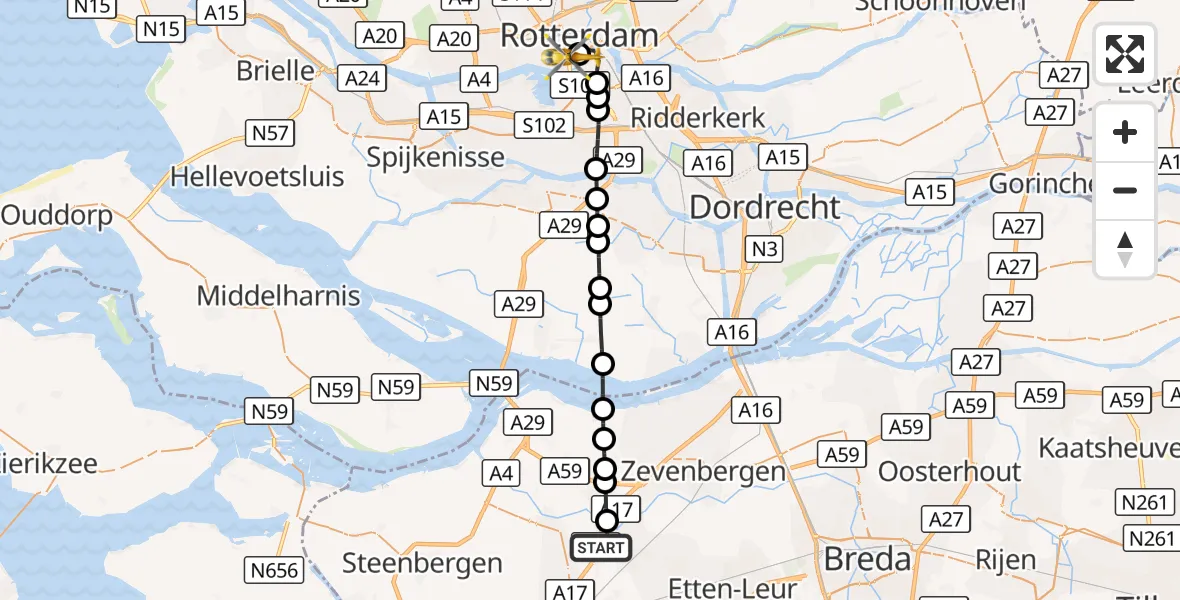 Vluchtroute Traumahelikopter Oud Gastel - Erasmus MC, 06 september 2026, 14:09