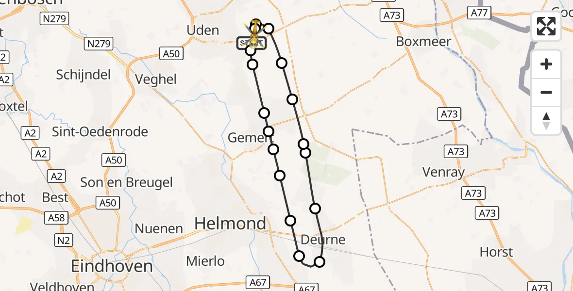 Vluchtroute Traumahelikopter Vliegbasis Volkel - Vliegbasis Volkel, 06 september 2026, 16:13