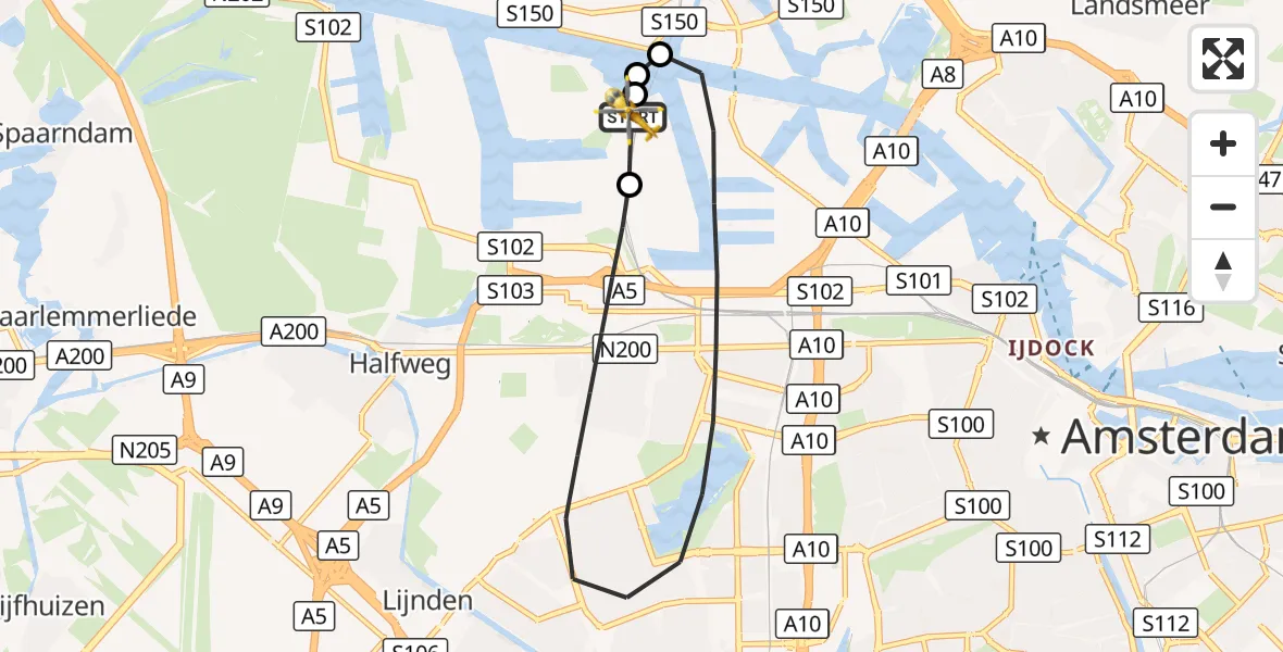 Vluchtroute Traumahelikopter Amsterdam Heliport - Amsterdam Heliport, 06 september 2026, 16:37