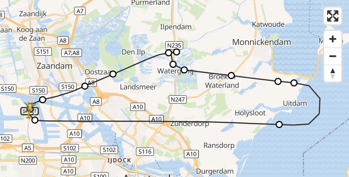 Vluchtroute Traumahelikopter Amsterdam Heliport - Amsterdam Heliport, 06 september 2026, 17:25