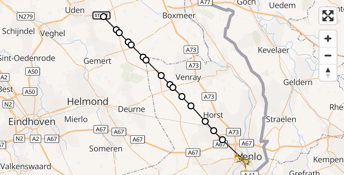Vluchtroute Traumahelikopter Vliegbasis Volkel - Venlo, 06 september 2026, 17:56