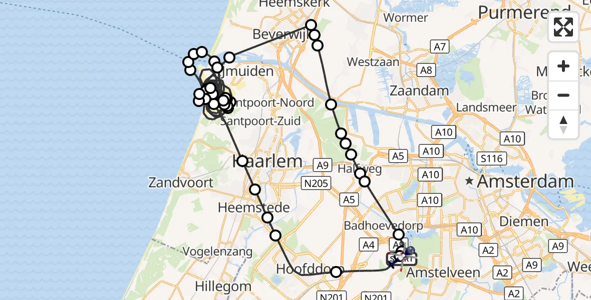 Vluchtroute Politiehelikopter Amsterdam Vliegveld Schiphol - Amsterdam Vliegveld Schiphol, 07 september 2026, 01:06