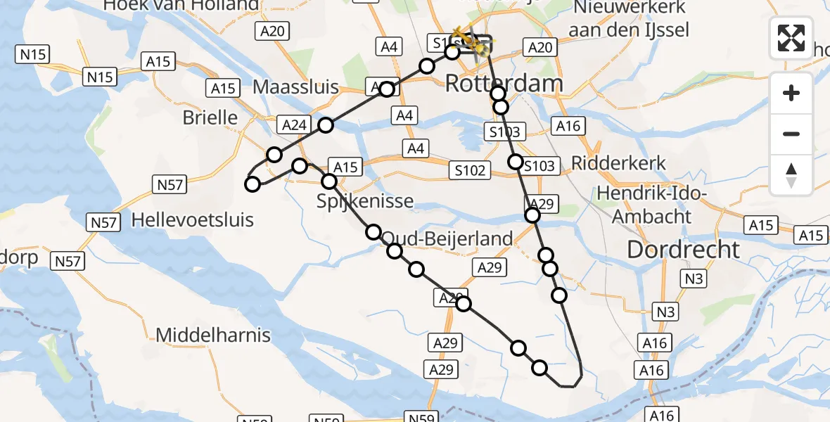 Vluchtroute Traumahelikopter Rotterdam The Hague Airport - Rotterdam The Hague Airport, 07 september 2026, 08:37