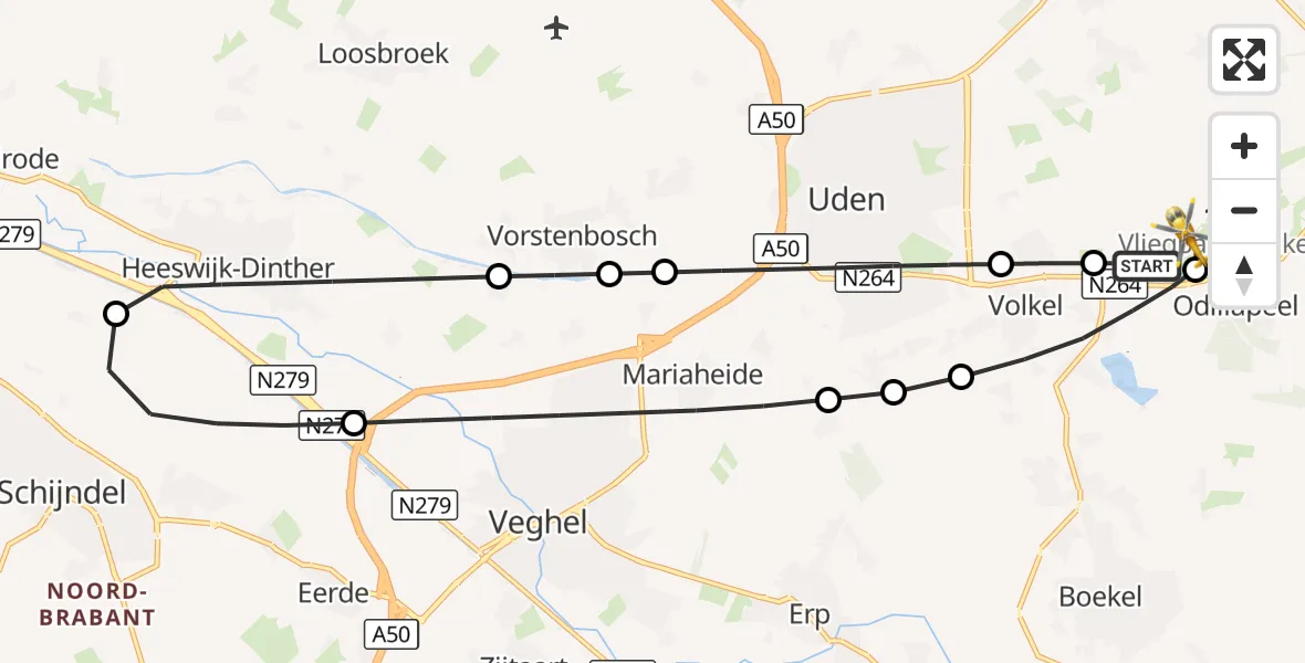 Vluchtroute Traumahelikopter Vliegbasis Volkel - Vliegbasis Volkel, 07 september 2026, 08:44