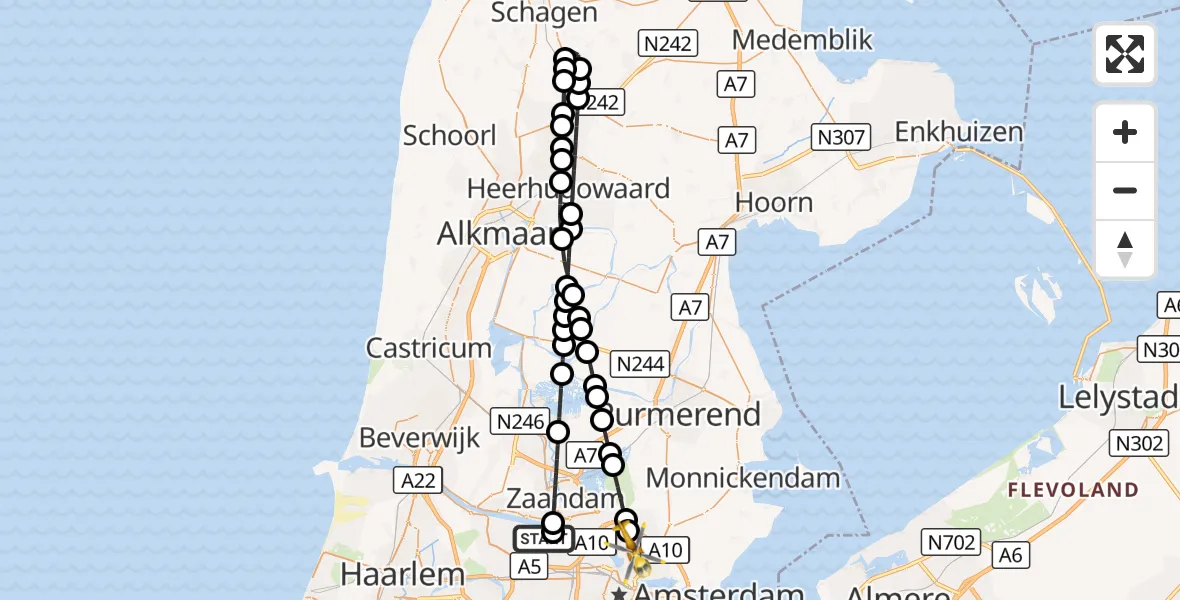 Vluchtroute Traumahelikopter Amsterdam Heliport - Amsterdam, 07 september 2026, 08:58