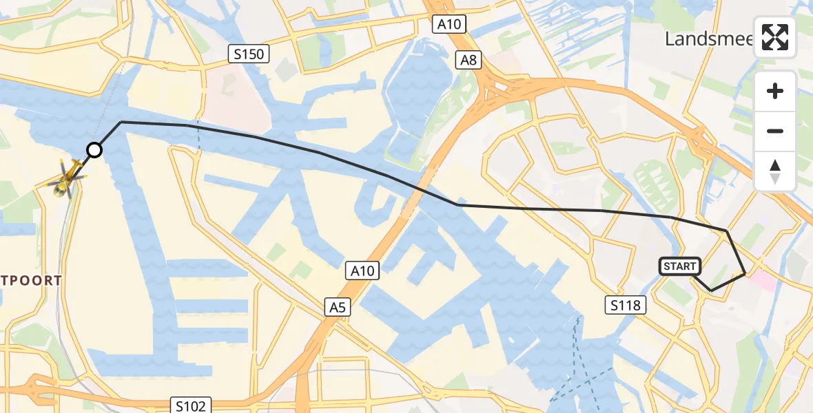 Vluchtroute Traumahelikopter Amsterdam - Amsterdam Heliport, 07 september 2026, 09:40