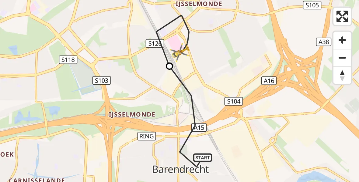 Vluchtroute Traumahelikopter Barendrecht - Rotterdam, 07 september 2026, 10:40