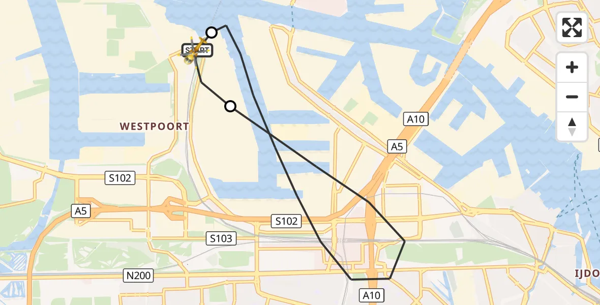 Vluchtroute Traumahelikopter Amsterdam Heliport - Amsterdam Heliport, 07 september 2026, 13:01