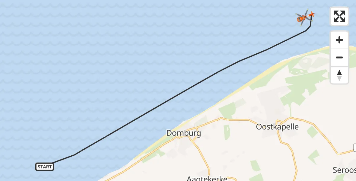 Vluchtroute Kustwachthelikopter Noordzee - Noordzee, 07 september 2026, 13:40