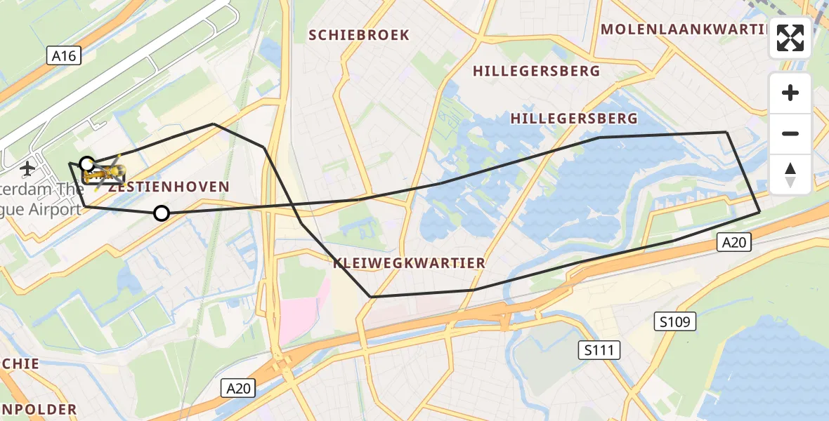 Vluchtroute Traumahelikopter Rotterdam The Hague Airport - Rotterdam The Hague Airport, 07 september 2026, 17:06