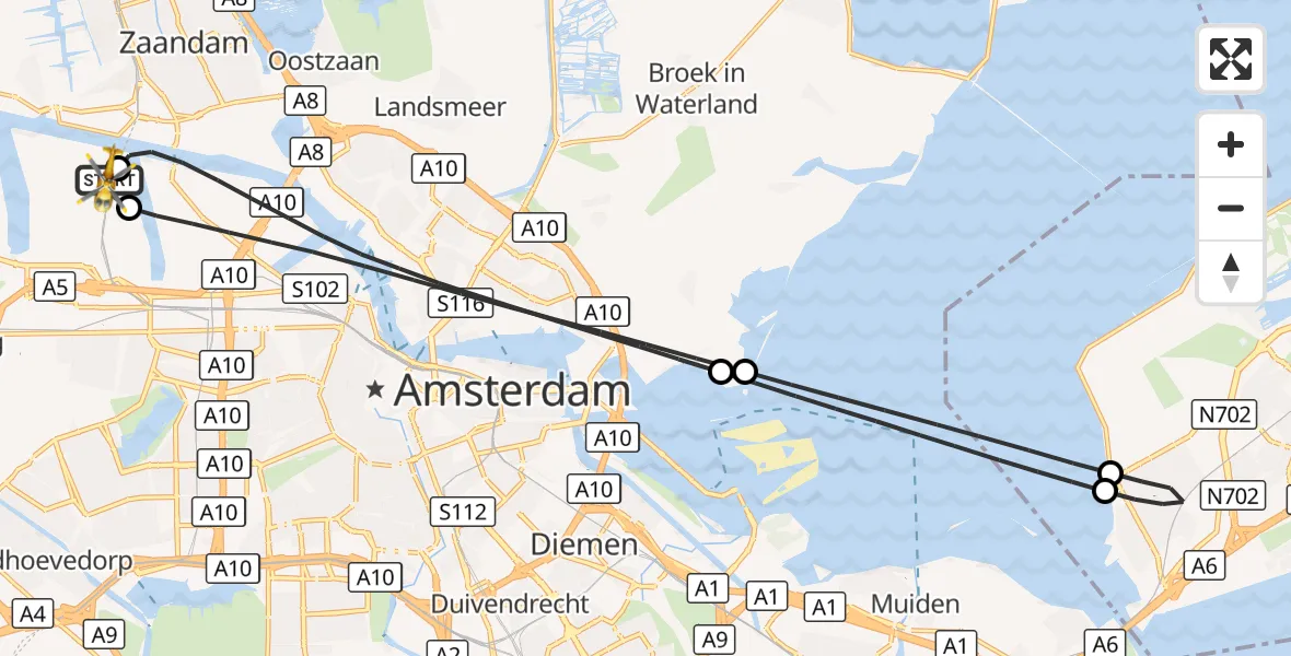 Vluchtroute Traumahelikopter Amsterdam Heliport - Amsterdam Heliport, 08 september 2026, 06:00