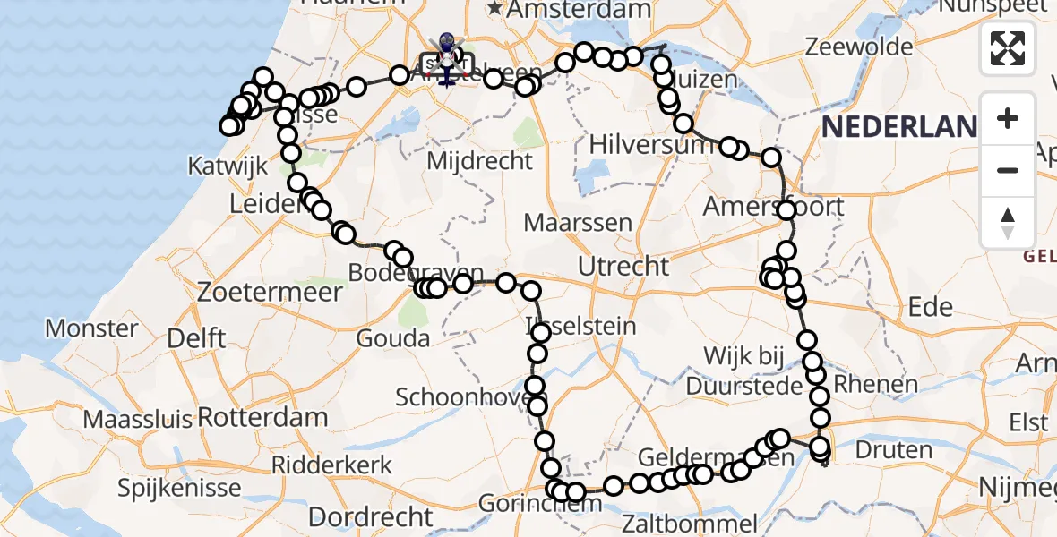 Vluchtroute Politiehelikopter Amsterdam Vliegveld Schiphol - Amsterdam Vliegveld Schiphol, 08 september 2026, 07:55