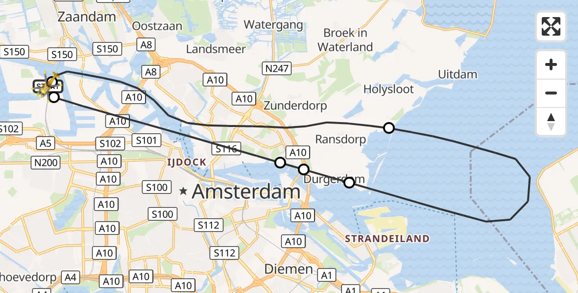 Vluchtroute Traumahelikopter Amsterdam Heliport - Amsterdam Heliport, 08 september 2026, 08:21