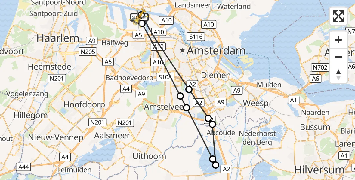 Vluchtroute Traumahelikopter Amsterdam Heliport - Amsterdam Heliport, 08 september 2026, 12:51