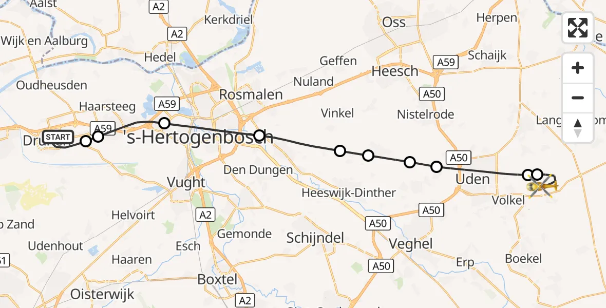 Vluchtroute Traumahelikopter Drunen - Vliegbasis Volkel, 08 september 2026, 14:39