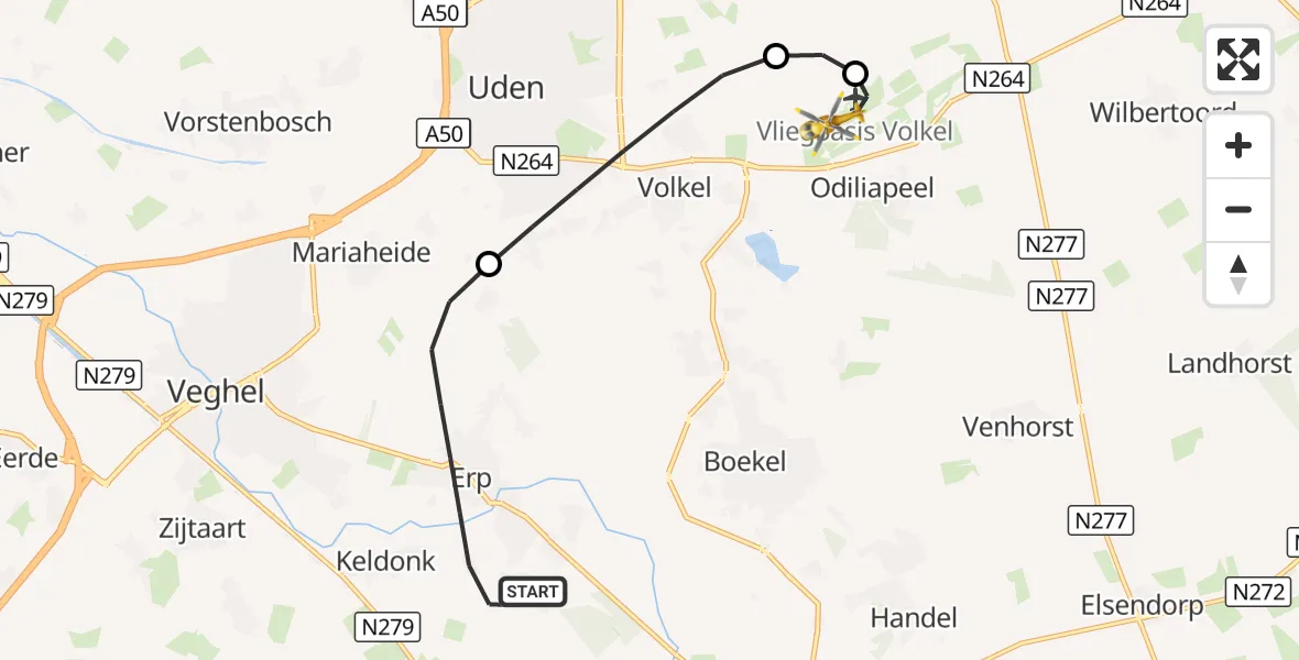 Vluchtroute Traumahelikopter Erp - Vliegbasis Volkel, 08 september 2026, 15:06