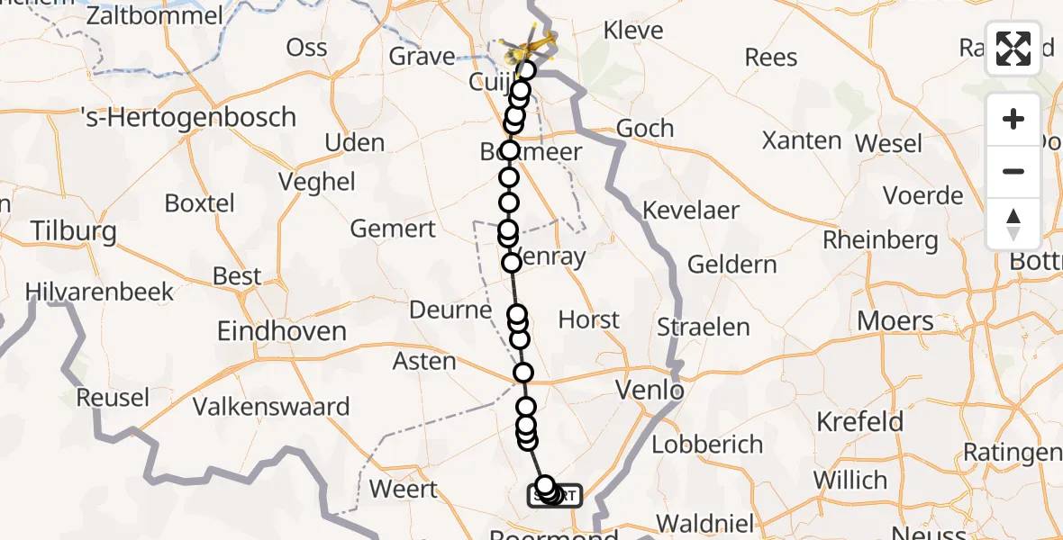 Vluchtroute Traumahelikopter Neer - Groesbeek, 08 september 2026, 19:43