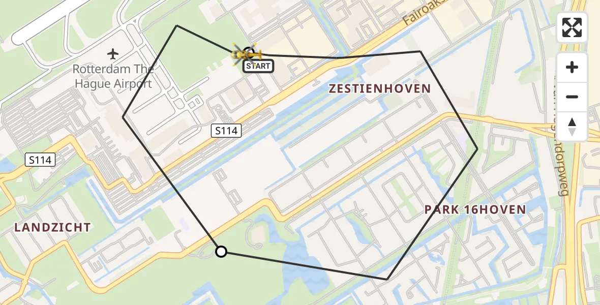 Vluchtroute Traumahelikopter Rotterdam The Hague Airport - Rotterdam The Hague Airport, 09 september 2026, 09:18