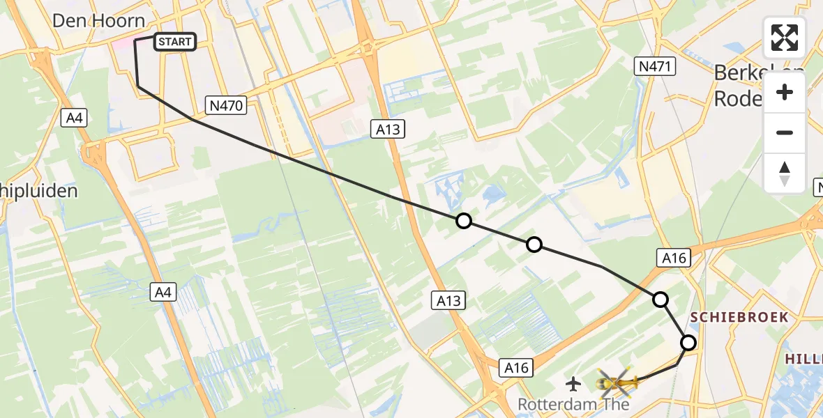 Vluchtroute Traumahelikopter Delft - Rotterdam, 09 september 2026, 10:45