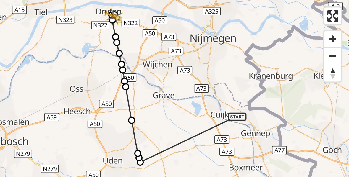 Vluchtroute Traumahelikopter Middelaar - Afferden, 09 september 2026, 11:06